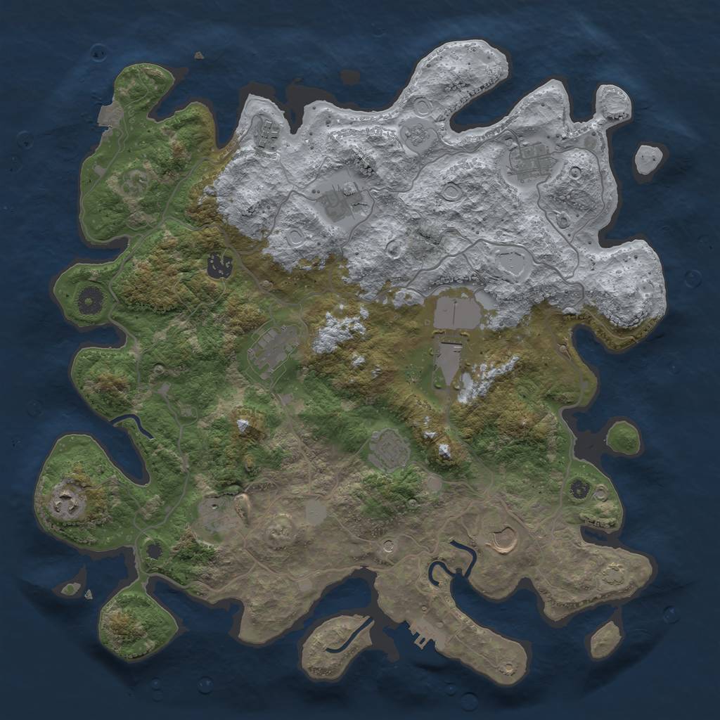 Rust Map: Procedural Map, Size: 4000, Seed: 827245331, 17 Monuments