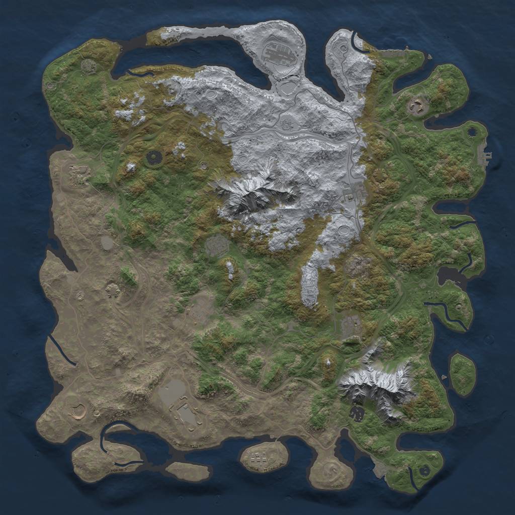 Rust Map: Procedural Map, Size: 5000, Seed: 1266362826, 19 Monuments