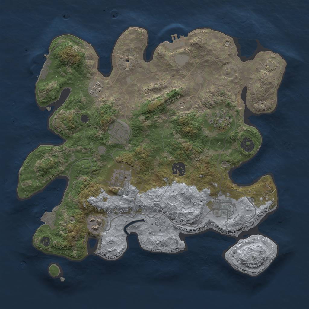 Rust Map: Procedural Map, Size: 3300, Seed: 851073949, 15 Monuments