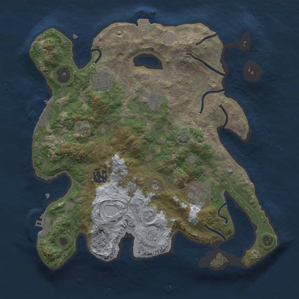Rust Map: Procedural Map, Size: 3000, Seed: 701081880, 13 Monuments