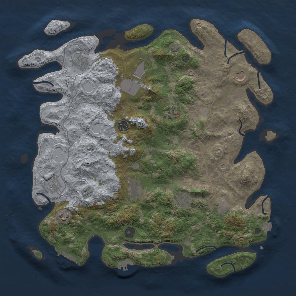 Rust Map: Procedural Map, Size: 4100, Seed: 878108103, 19 Monuments