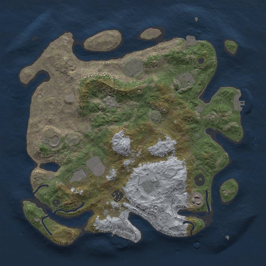 Rust Map: Procedural Map, Size: 3500, Seed: 27482766, 16 Monuments