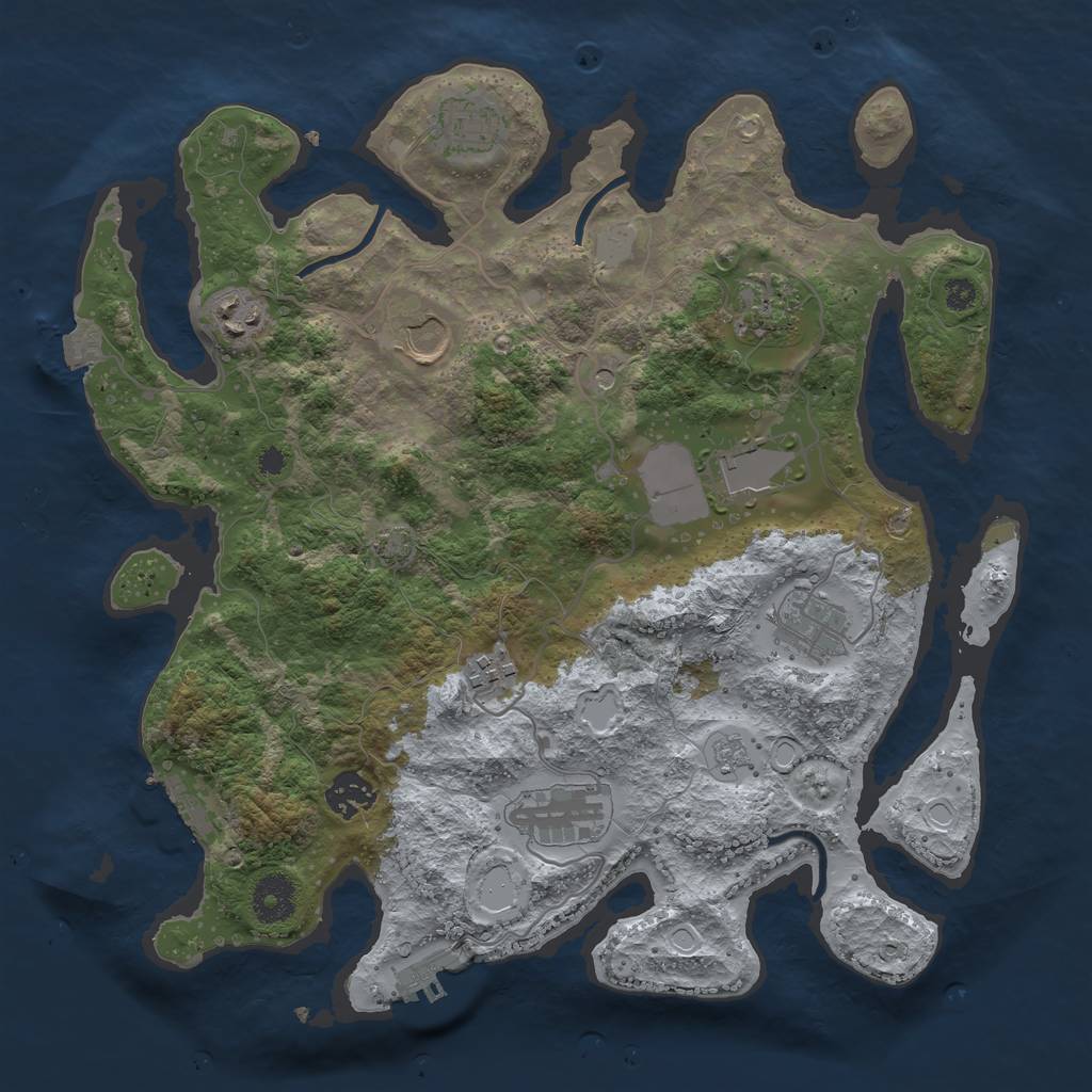 Rust Map: Procedural Map, Size: 3500, Seed: 33270, 17 Monuments