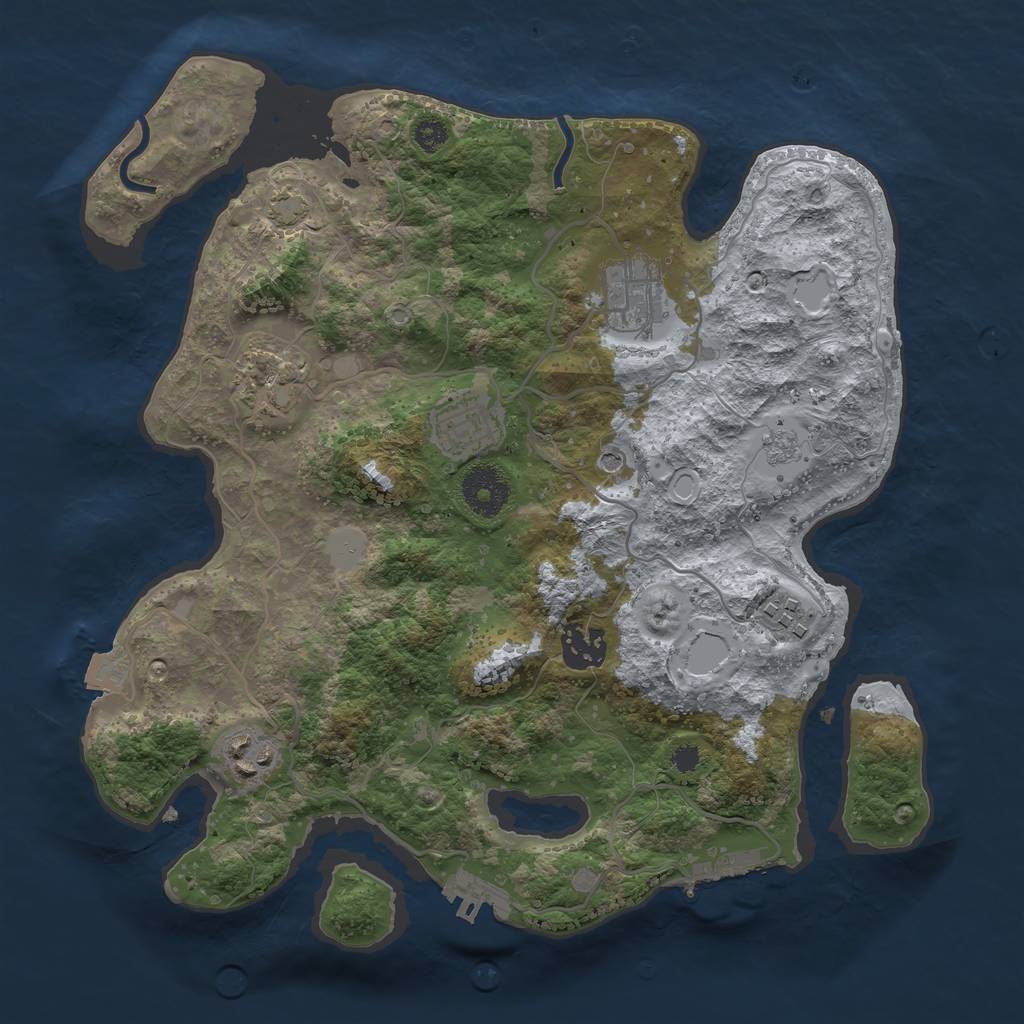 Rust Map: Procedural Map, Size: 3200, Seed: 372533019, 14 Monuments