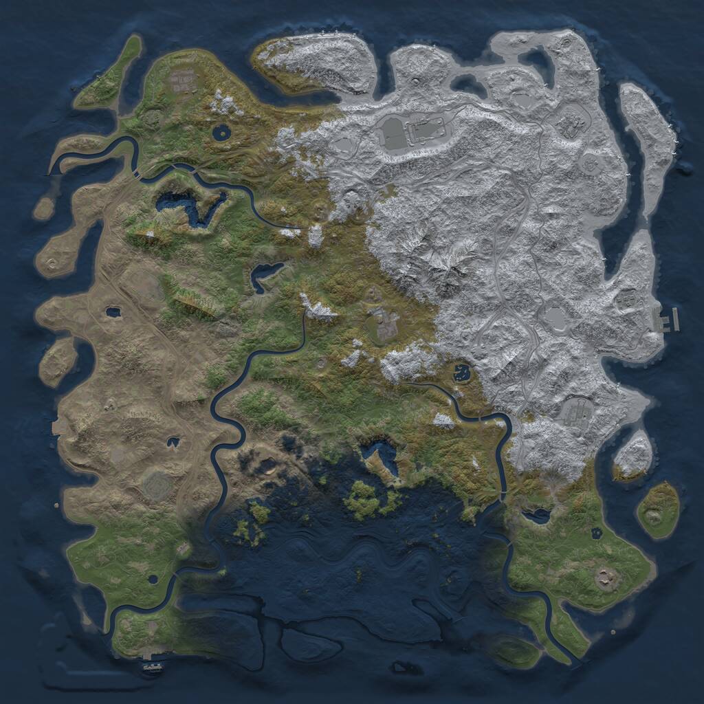 Rust Map: Procedural Map, Size: 6000, Seed: 1704246077, 17 Monuments
