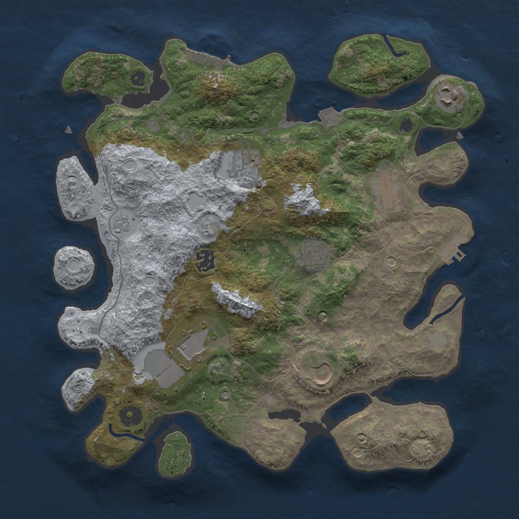 Rust Map: Procedural Map, Size: 3500, Seed: 887237221, 15 Monuments