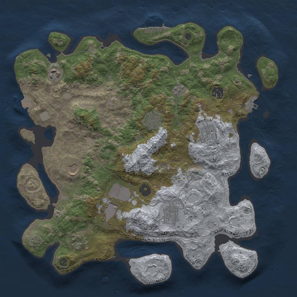 Rust Map: Procedural Map, Size: 3750, Seed: 173223958, 17 Monuments