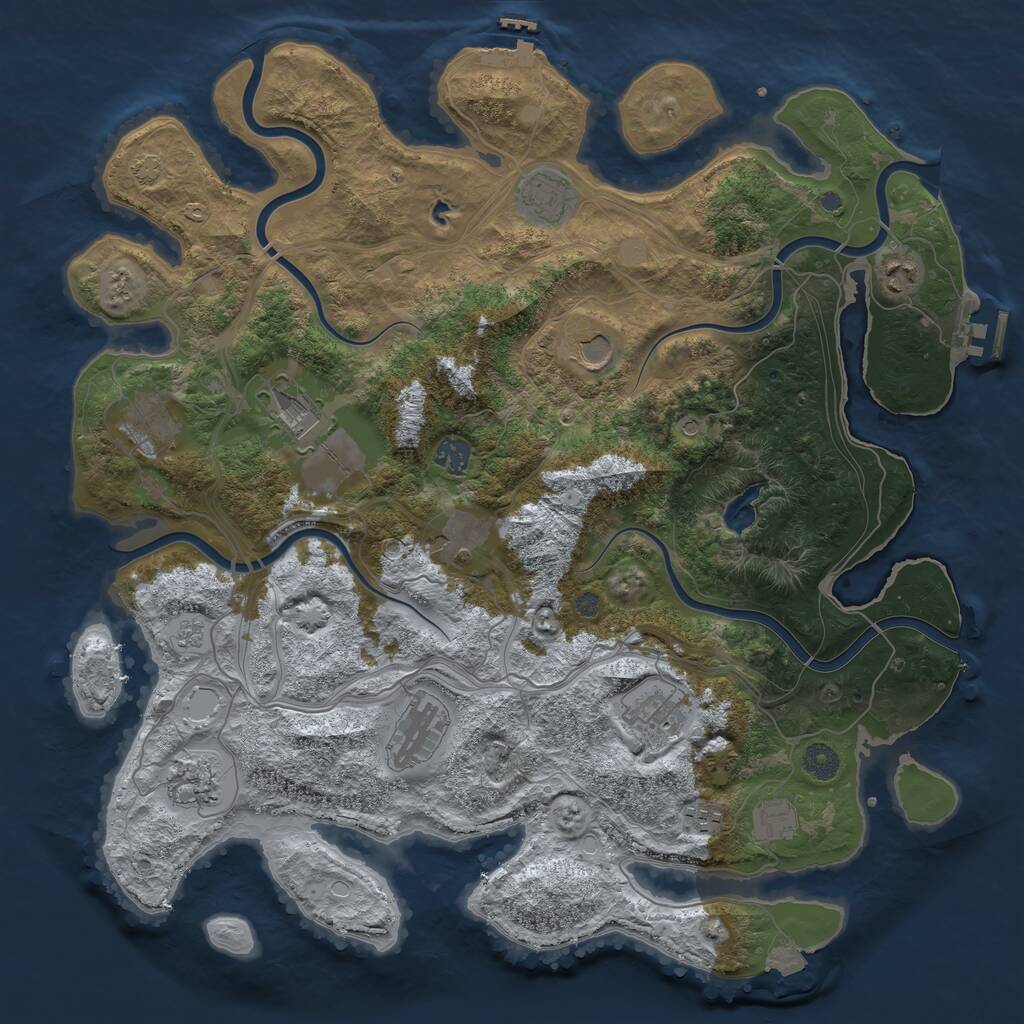 Rust Map: Procedural Map, Size: 4250, Seed: 972252221, 17 Monuments