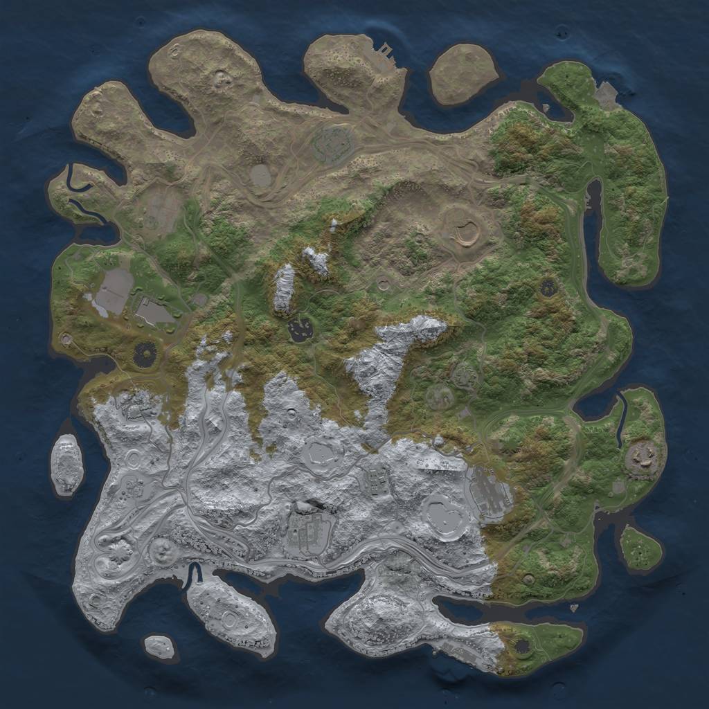 Rust Map: Procedural Map, Size: 4250, Seed: 972252221, 18 Monuments