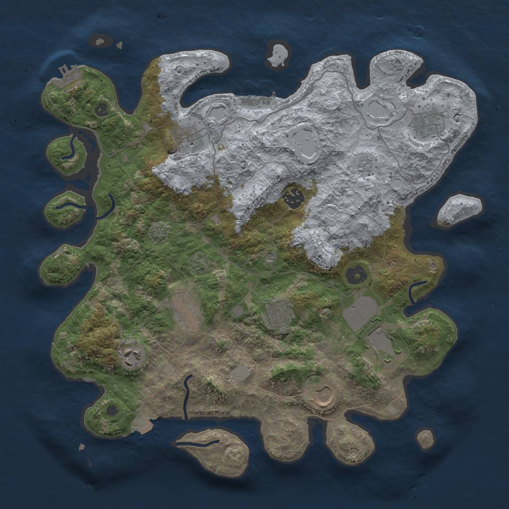 Rust Map: Procedural Map, Size: 3800, Seed: 28050657, 16 Monuments