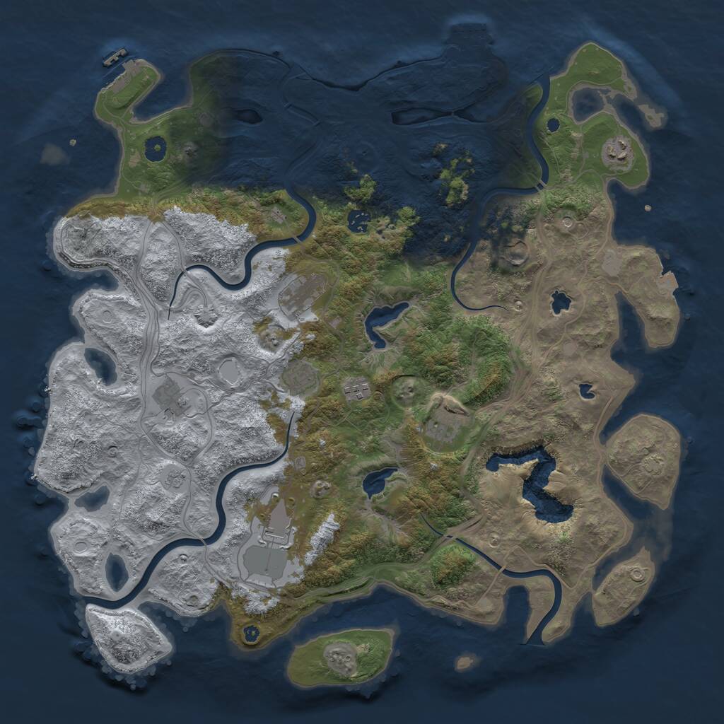 Rust Map: Procedural Map, Size: 4500, Seed: 91231, 15 Monuments
