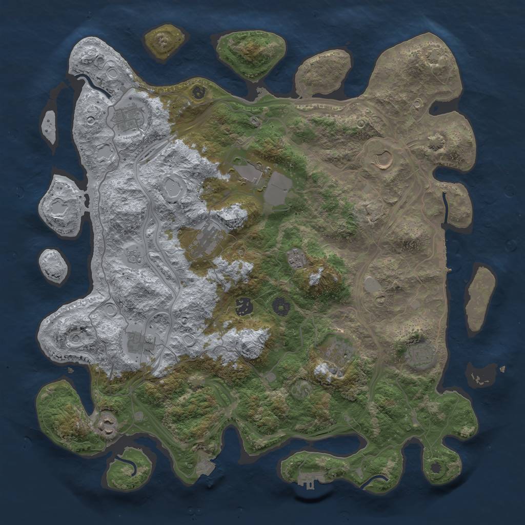 Rust Map: Procedural Map, Size: 4250, Seed: 1289663533, 18 Monuments