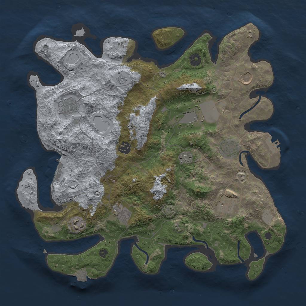 Rust Map: Procedural Map, Size: 3700, Seed: 1598471190, 17 Monuments