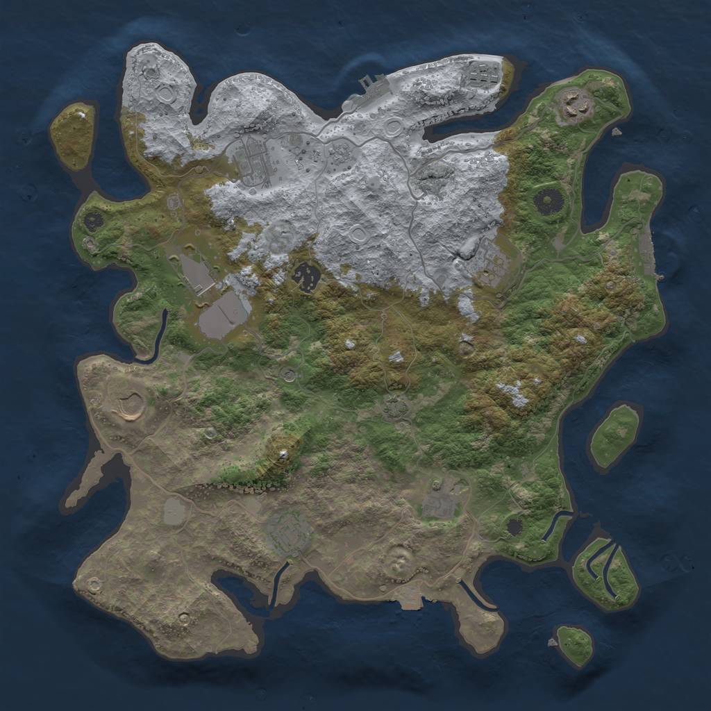 Rust Map: Procedural Map, Size: 3800, Seed: 1476296814, 17 Monuments
