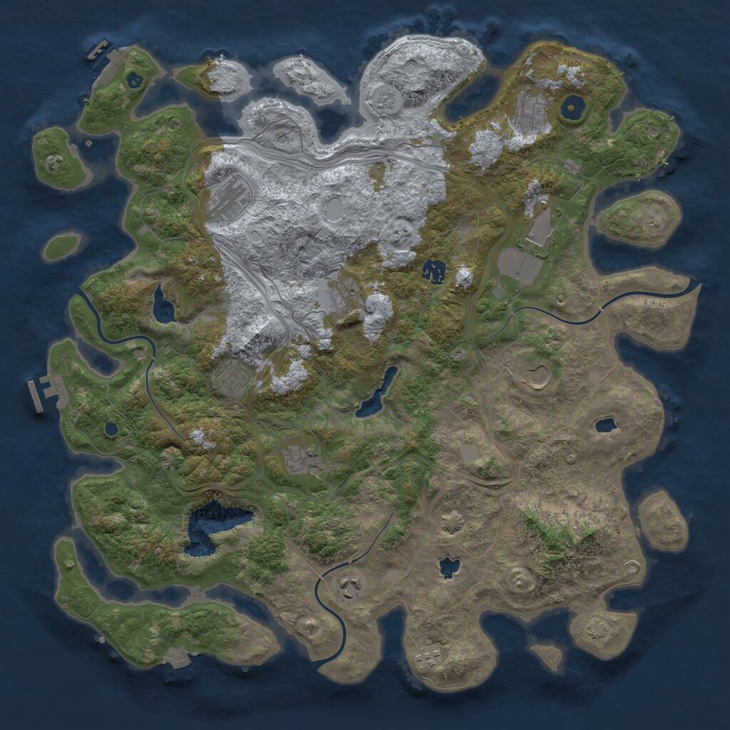 Rust Map: Procedural Map, Size: 4500, Seed: 83859445, 16 Monuments