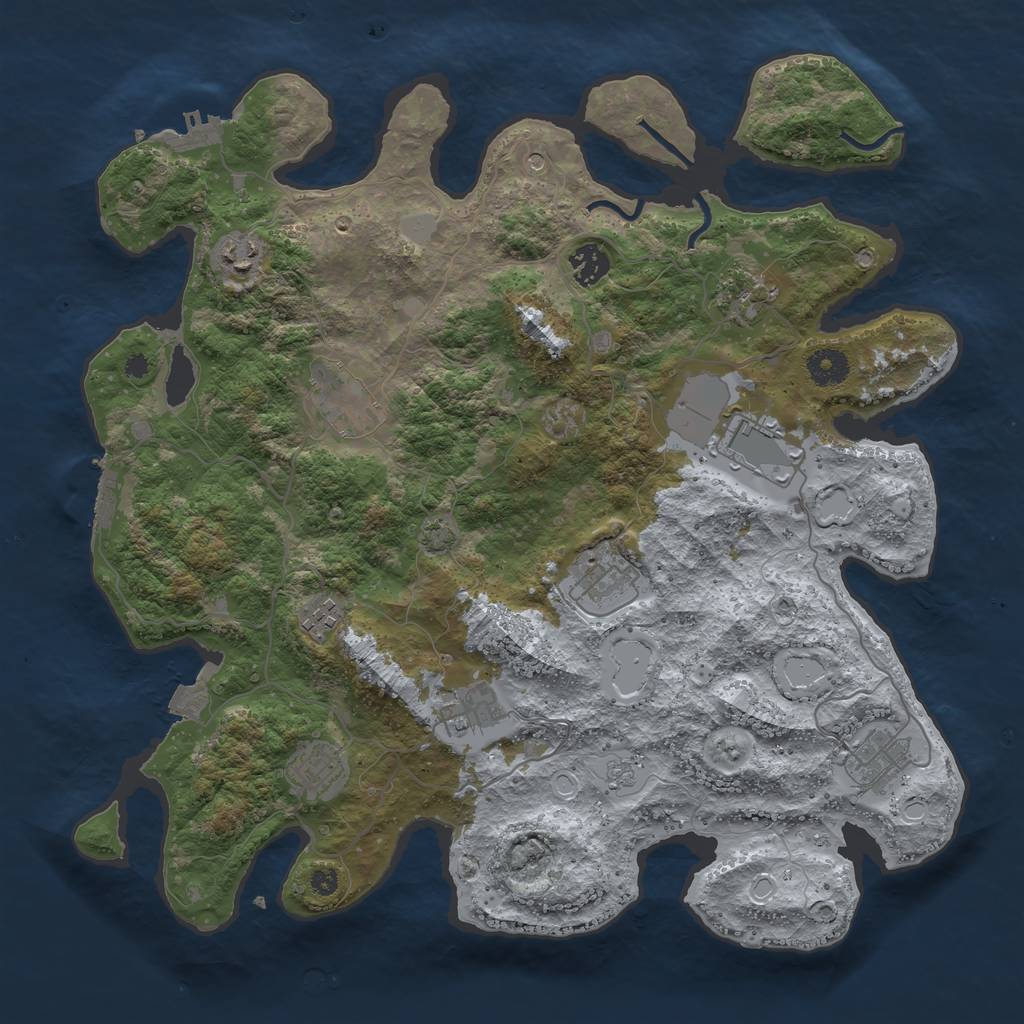 Rust Map: Procedural Map, Size: 3850, Seed: 64505150, 18 Monuments