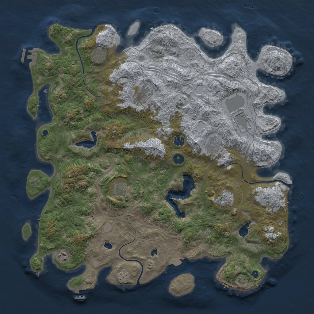 Rust Map: Procedural Map, Size: 4500, Seed: 222777222, 14 Monuments