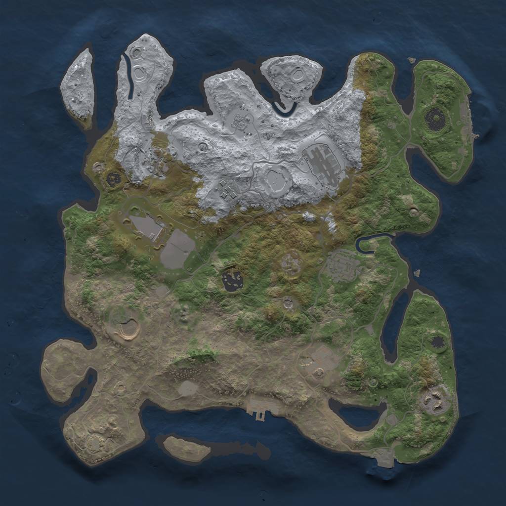 Rust Map: Procedural Map, Size: 3500, Seed: 1592327962, 17 Monuments