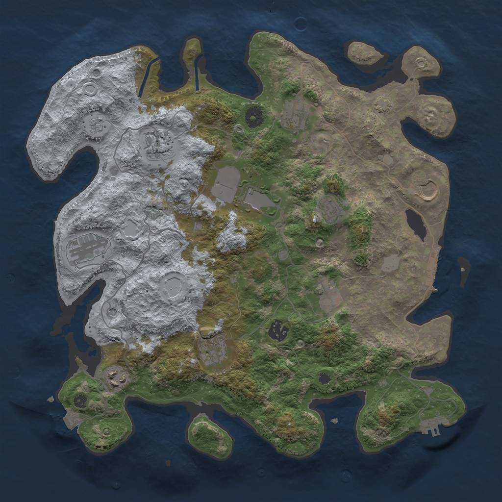 Rust Map: Procedural Map, Size: 3800, Seed: 383425146, 18 Monuments