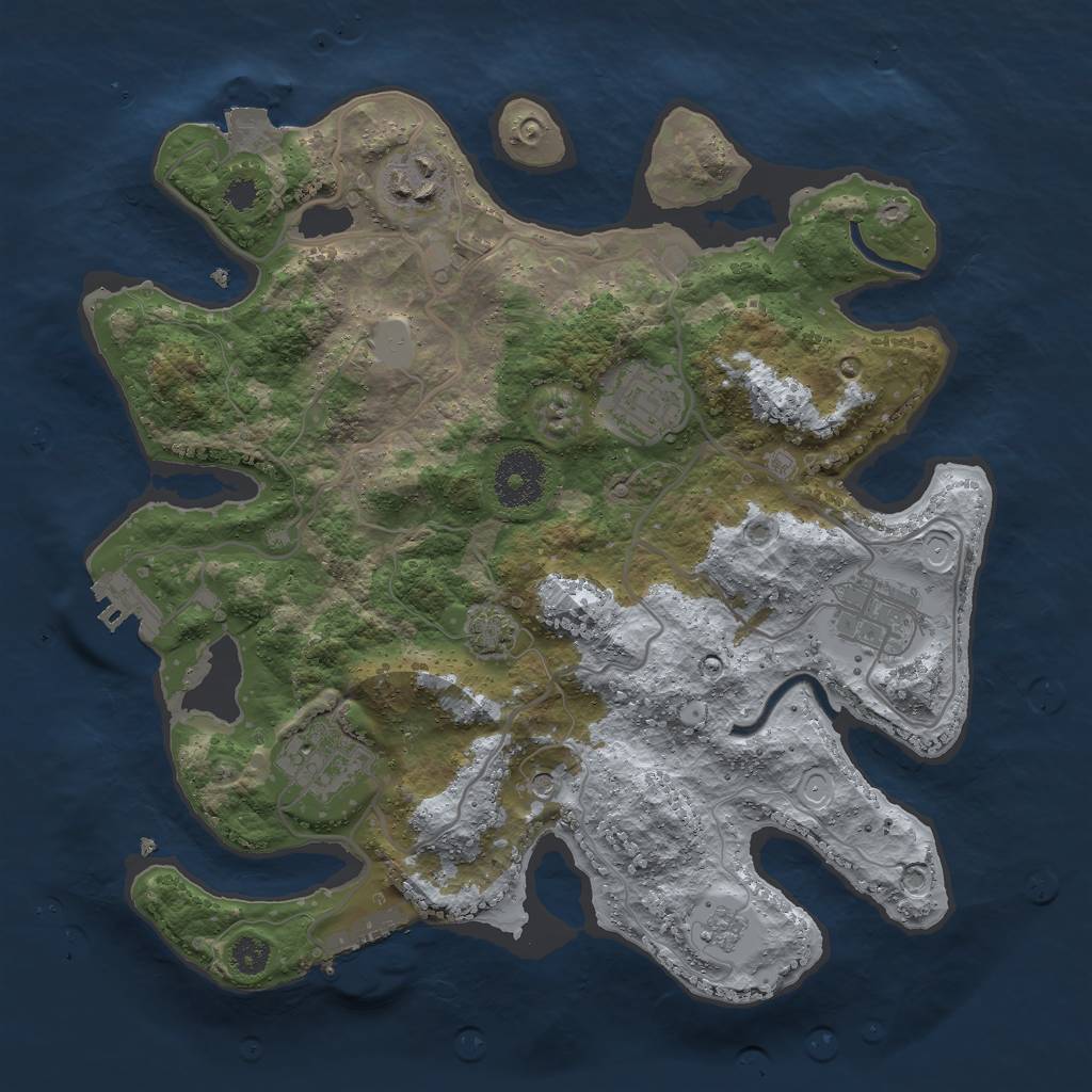 Rust Map: Procedural Map, Size: 3000, Seed: 17255, 12 Monuments
