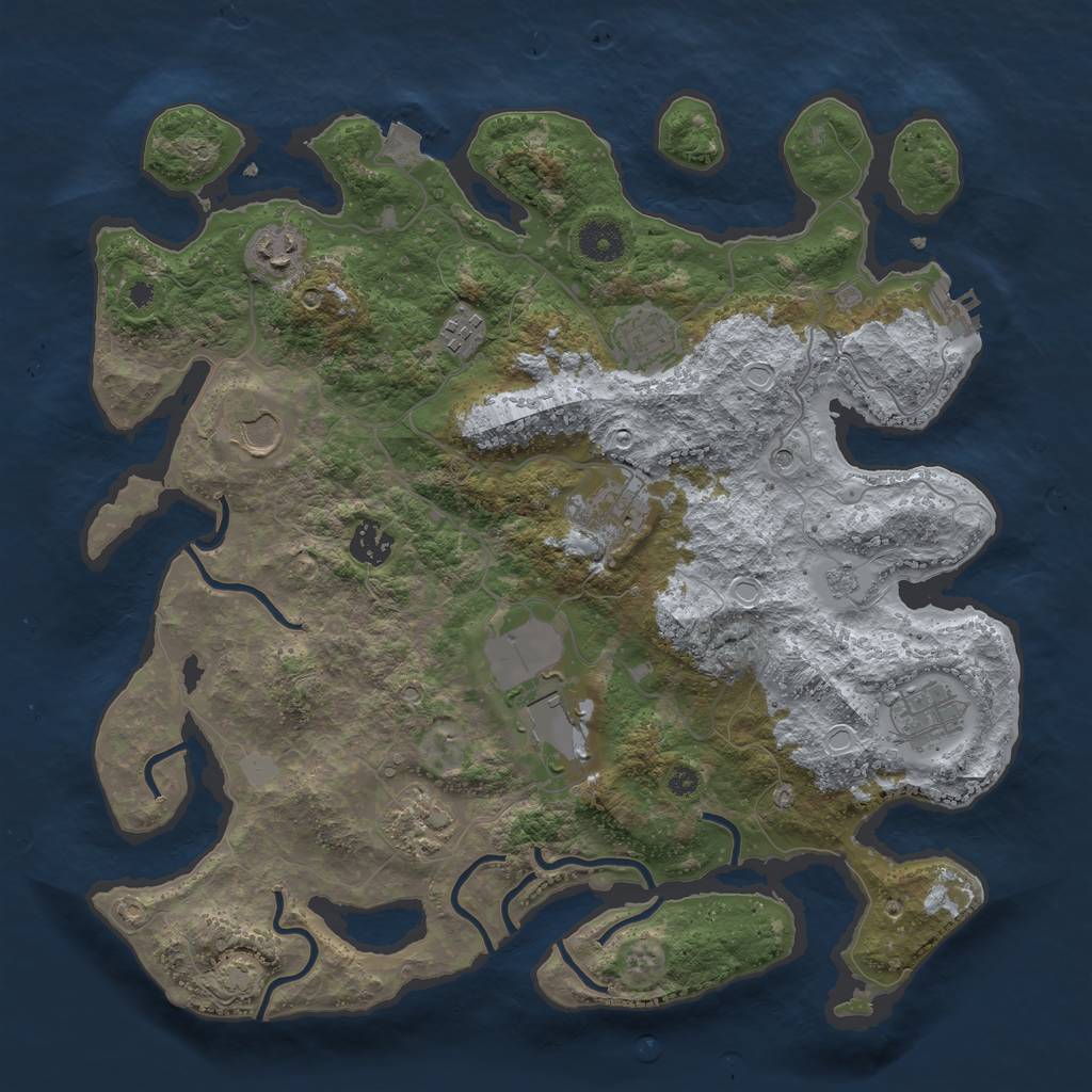 Rust Map: Procedural Map, Size: 3750, Seed: 86786, 16 Monuments