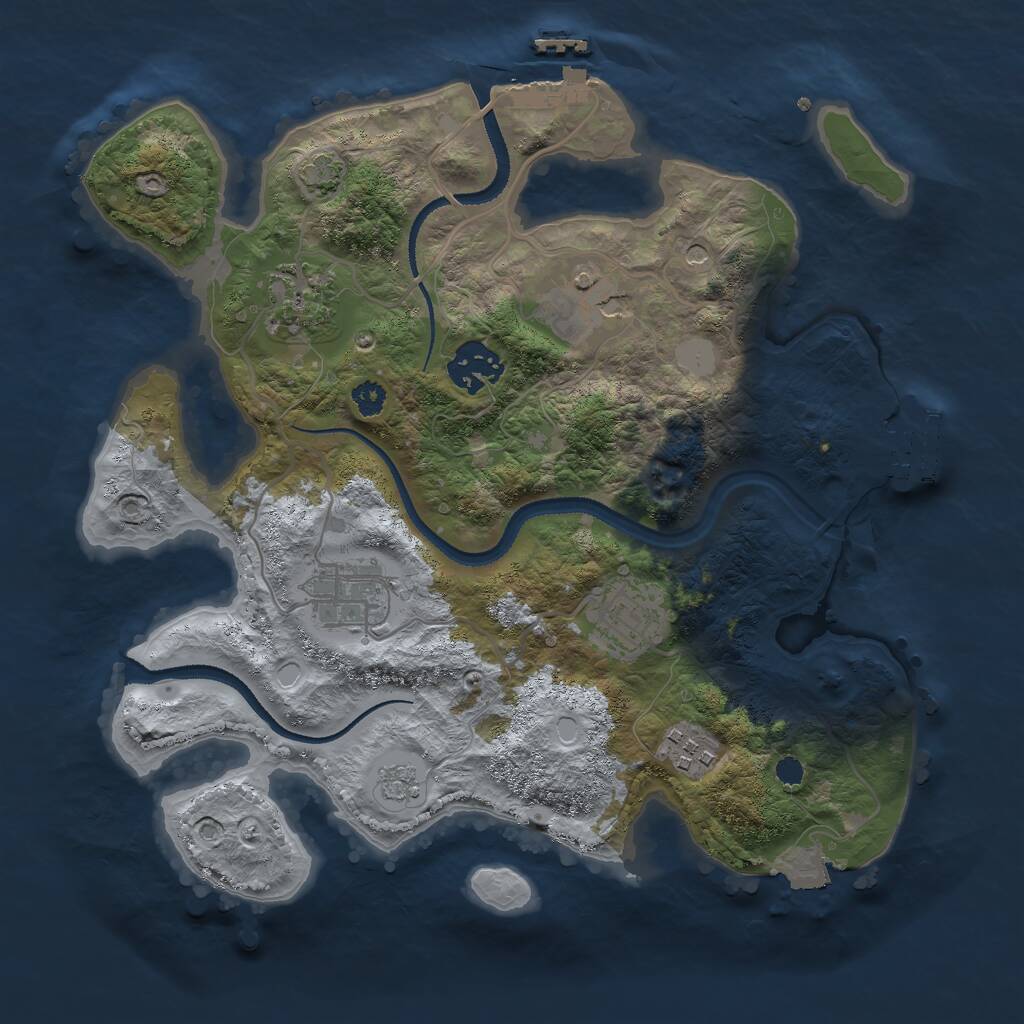 Rust Map: Procedural Map, Size: 3000, Seed: 1891071944, 12 Monuments