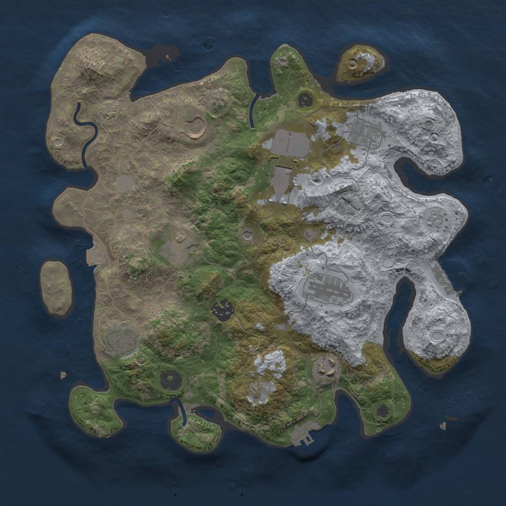 Rust Map: Procedural Map, Size: 3500, Seed: 2061938770, 16 Monuments