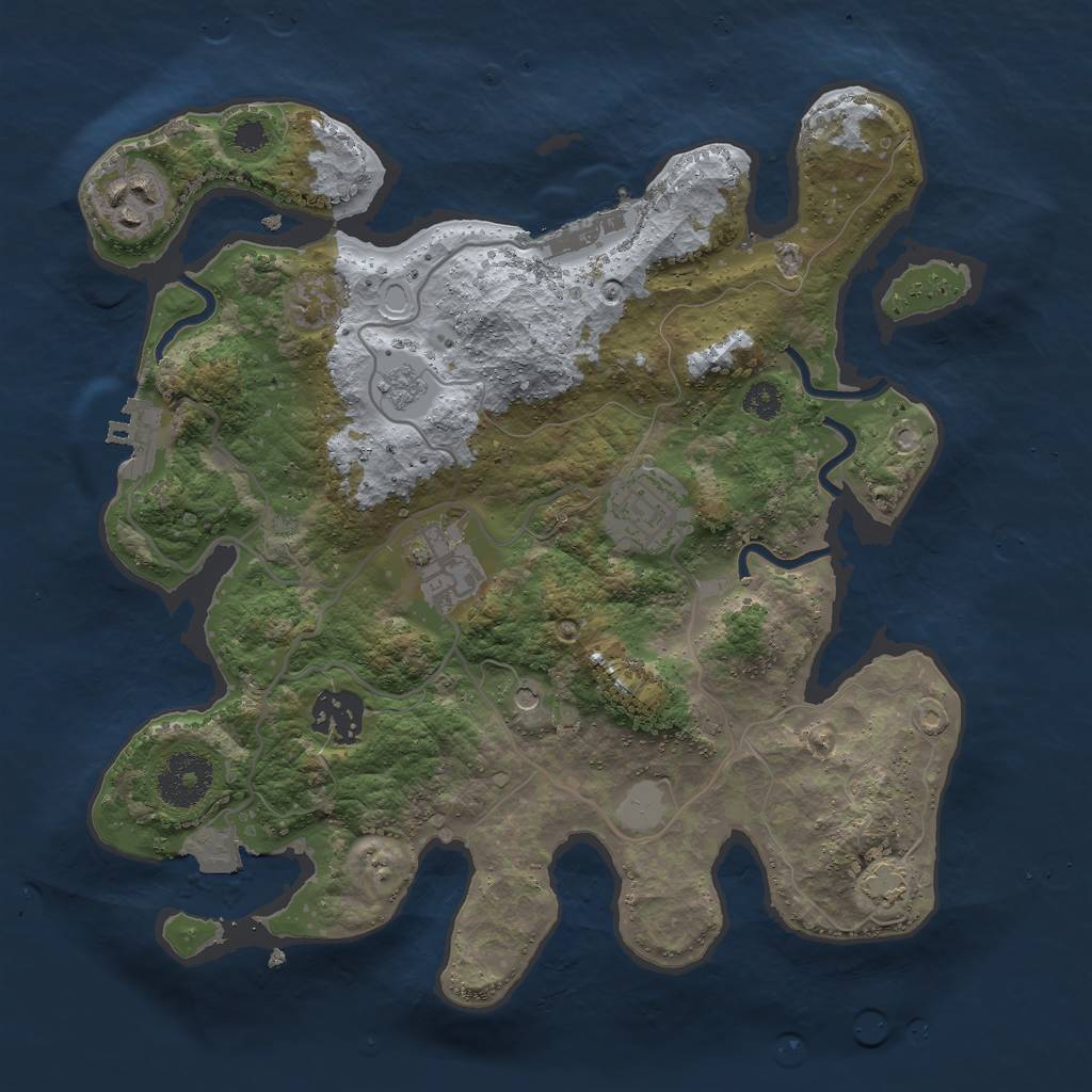 Rust Map: Procedural Map, Size: 3000, Seed: 64577, 12 Monuments