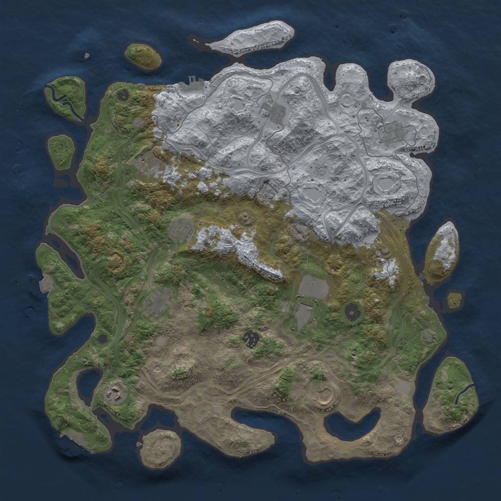 Rust Map: Procedural Map, Size: 4500, Seed: 7000, 19 Monuments