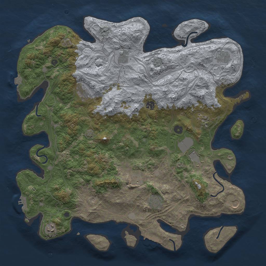 Rust Map: Procedural Map, Size: 4500, Seed: 74633, 19 Monuments