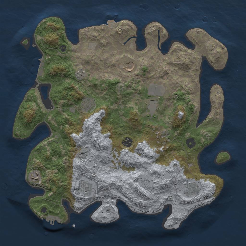 Rust Map: Procedural Map, Size: 3800, Seed: 3451346, 17 Monuments