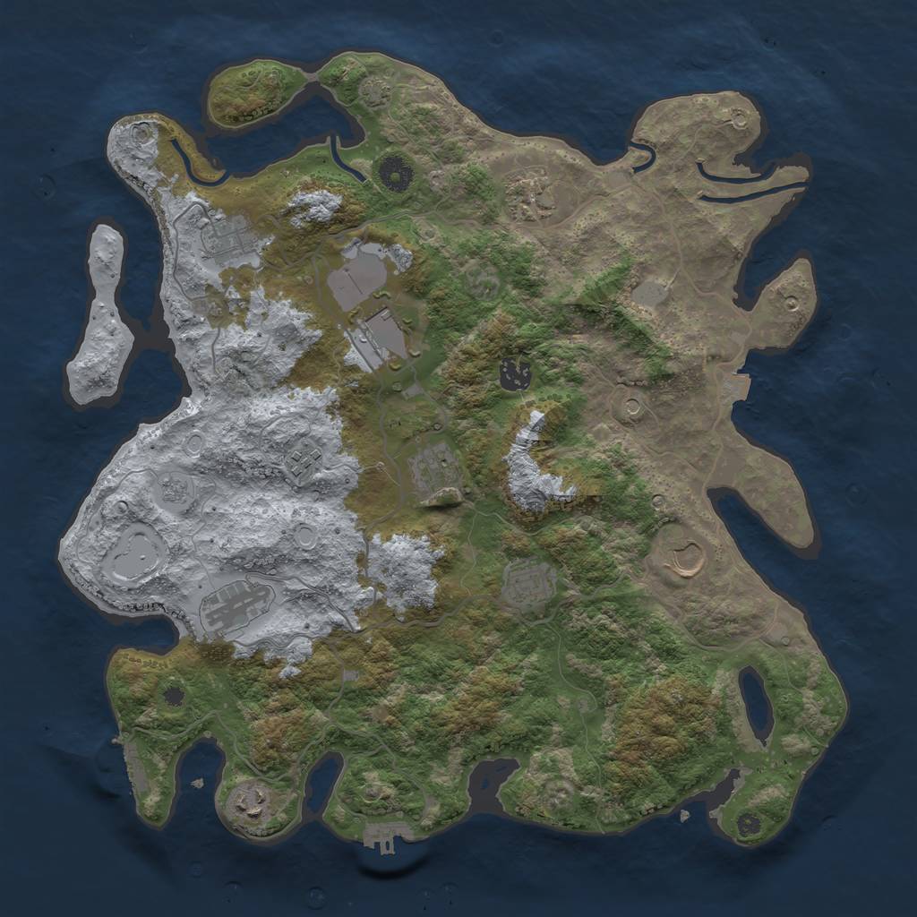 Rust Map: Procedural Map, Size: 4000, Seed: 51020, 18 Monuments