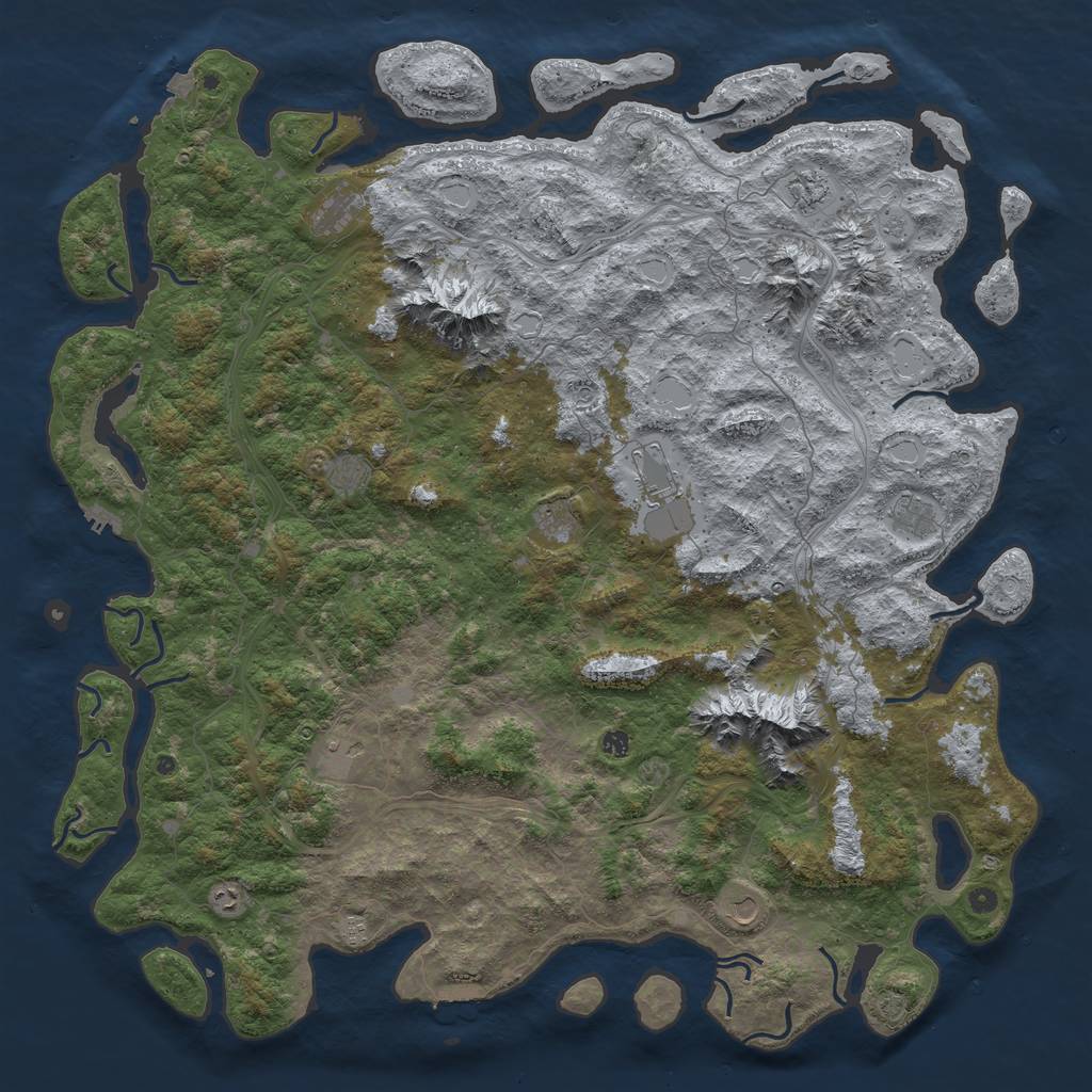 Rust Map: Procedural Map, Size: 6000, Seed: 6598742, 19 Monuments