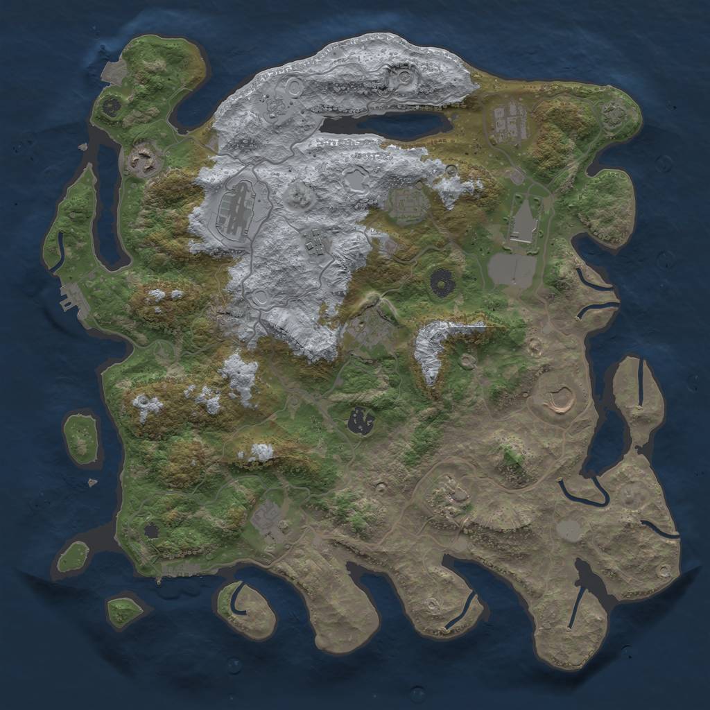 Rust Map: Procedural Map, Size: 4000, Seed: 2037564415, 19 Monuments