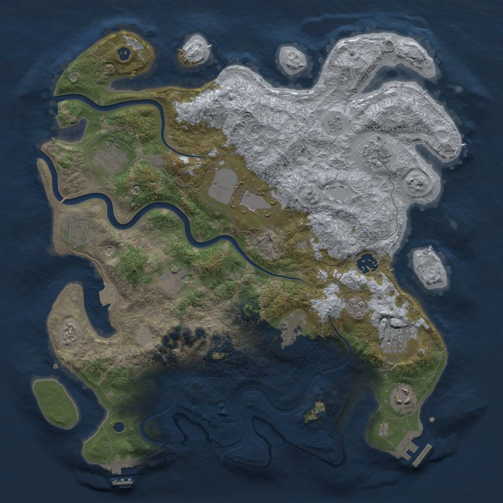 Rust Map: Procedural Map, Size: 3850, Seed: 26635090, 16 Monuments