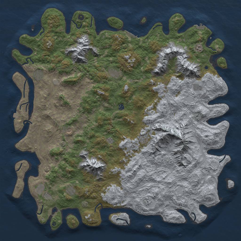 Rust Map: Procedural Map, Size: 6000, Seed: 28087424, 19 Monuments