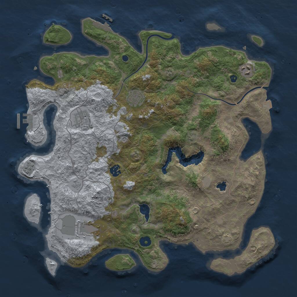 Rust Map: Procedural Map, Size: 4000, Seed: 961047110, 12 Monuments