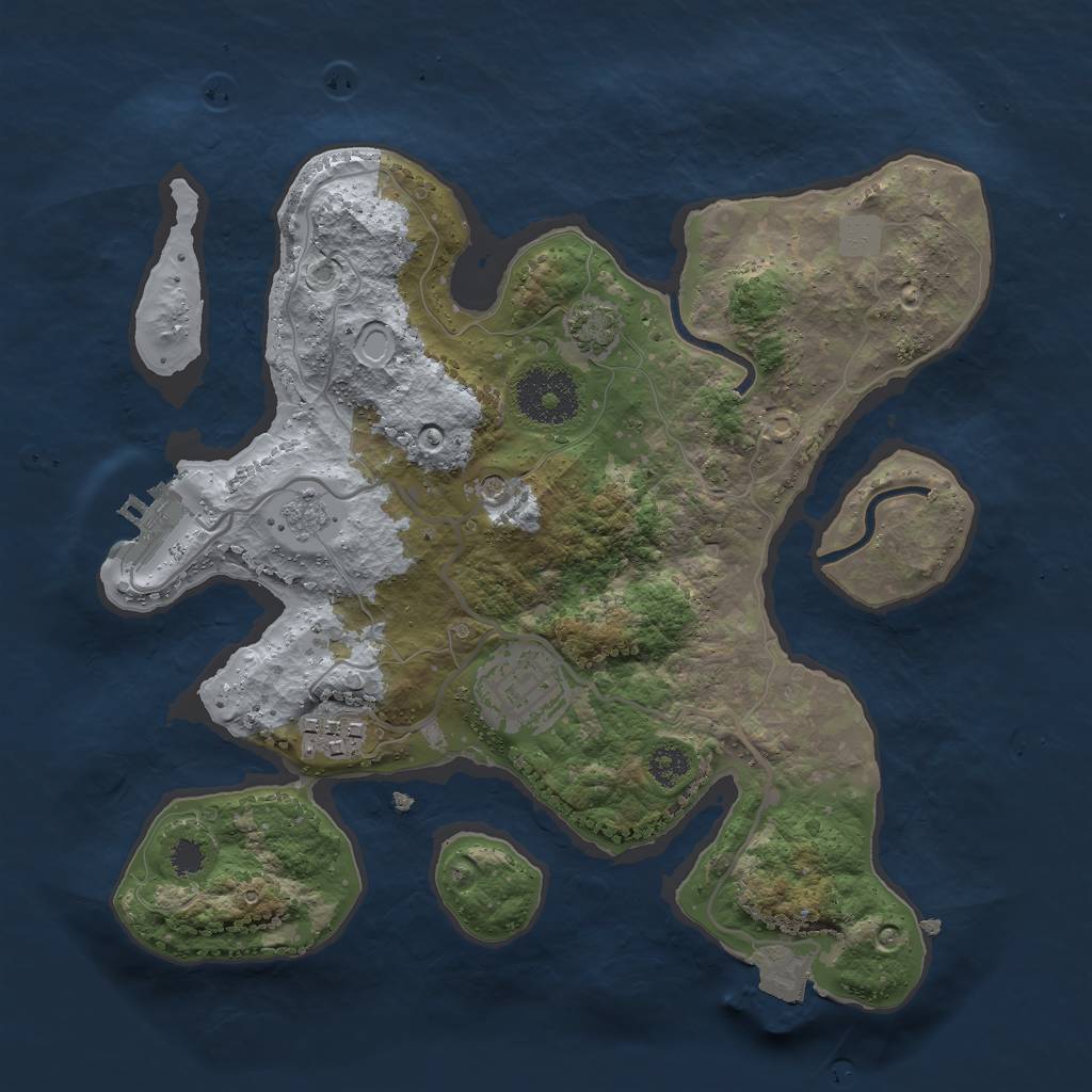 Rust Map: Procedural Map, Size: 2750, Seed: 19012101, 9 Monuments