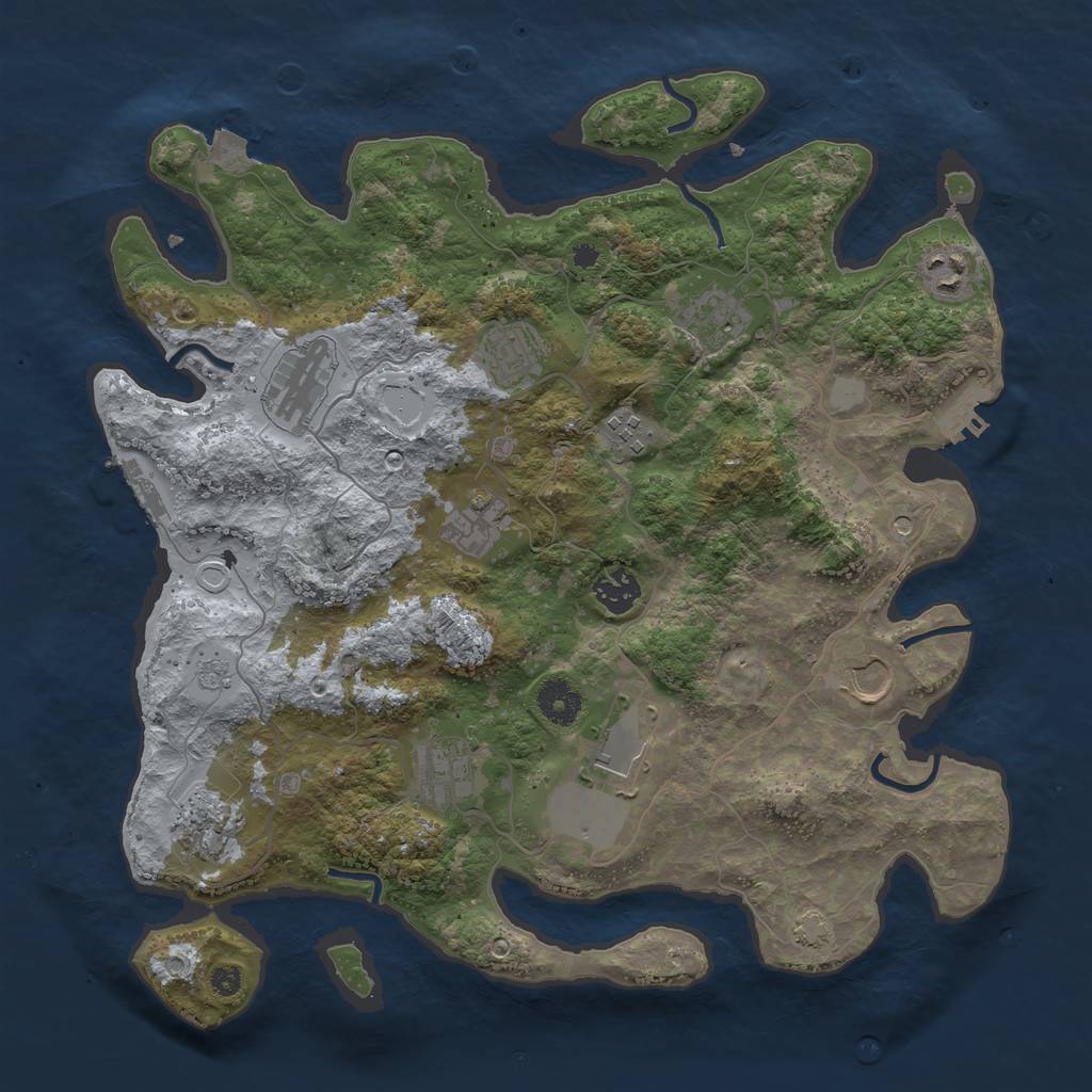 Rust Map: Procedural Map, Size: 3700, Seed: 2063375266, 19 Monuments