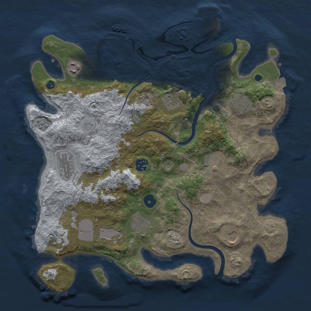 Rust Map: Procedural Map, Size: 3700, Seed: 2063375266, 16 Monuments