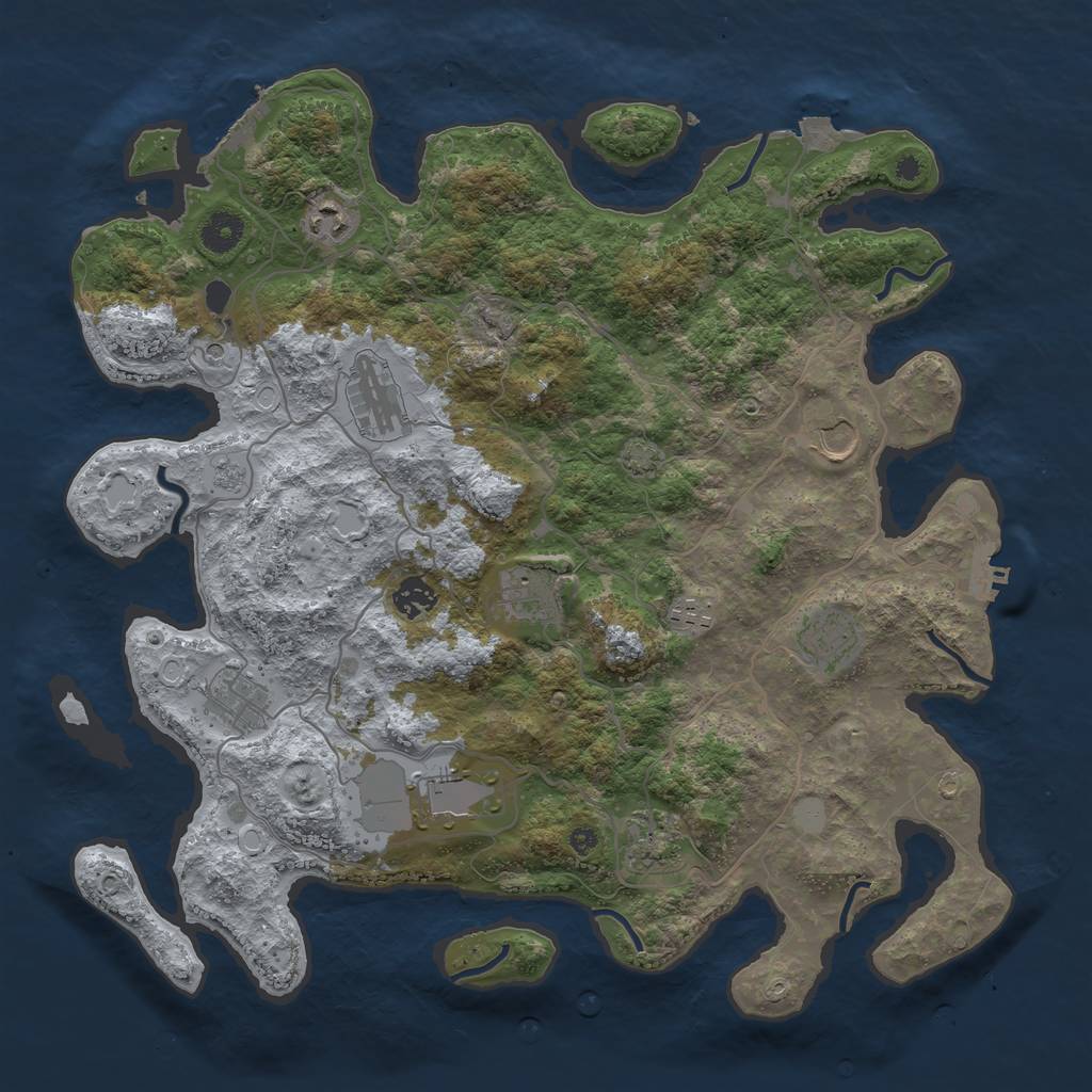 Rust Map: Procedural Map, Size: 4000, Seed: 1095929788, 18 Monuments