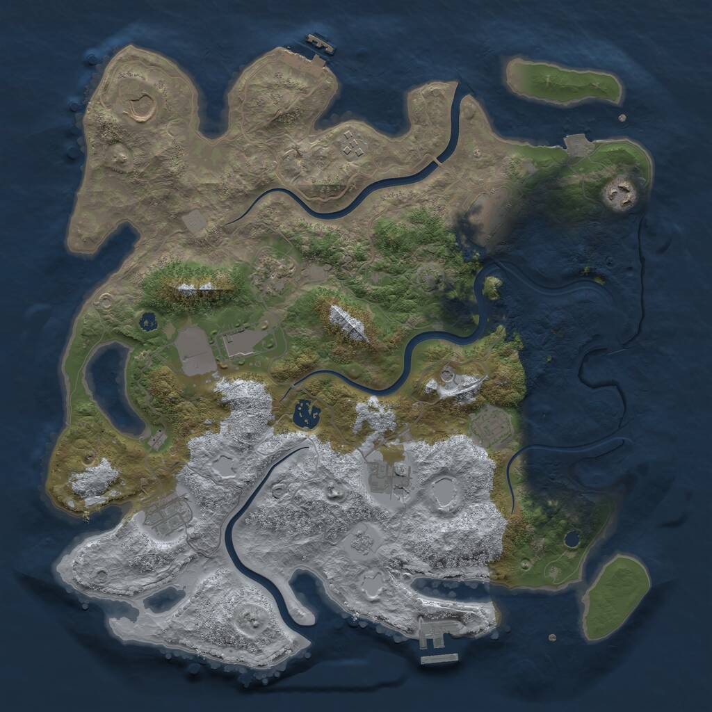 Rust Map: Procedural Map, Size: 3850, Seed: 1496170554, 16 Monuments