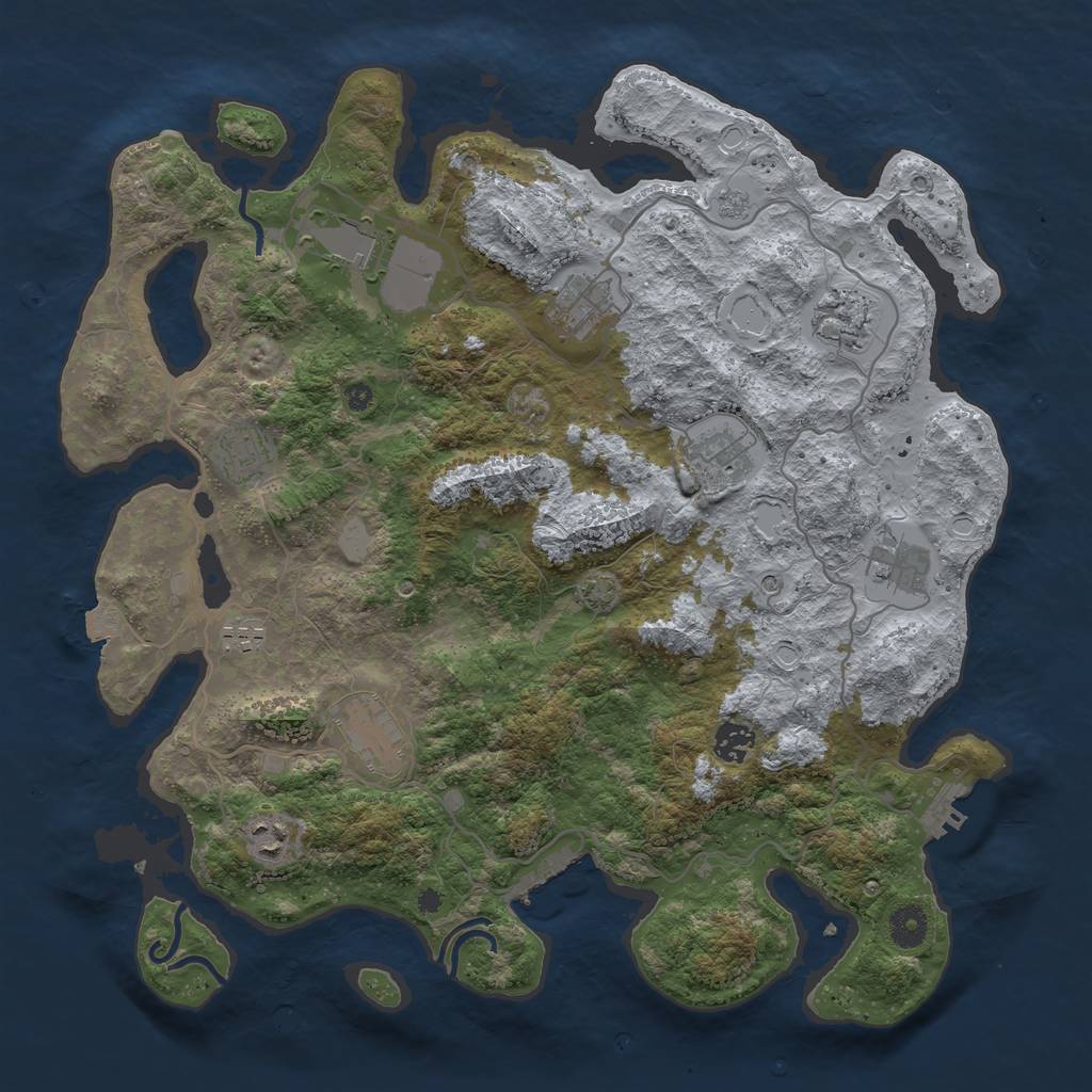 Rust Map: Procedural Map, Size: 4000, Seed: 1419526854, 18 Monuments