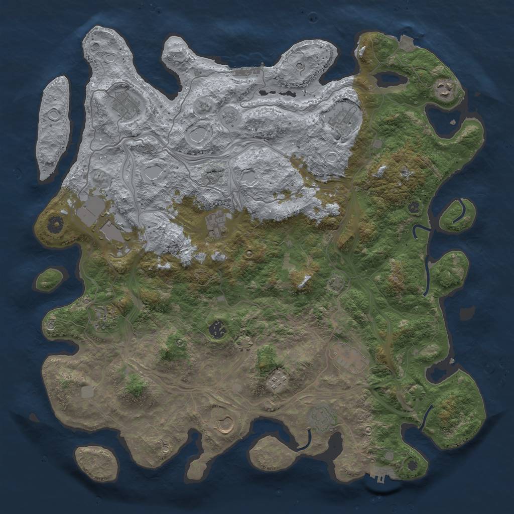 Rust Map: Procedural Map, Size: 4500, Seed: 7657, 19 Monuments