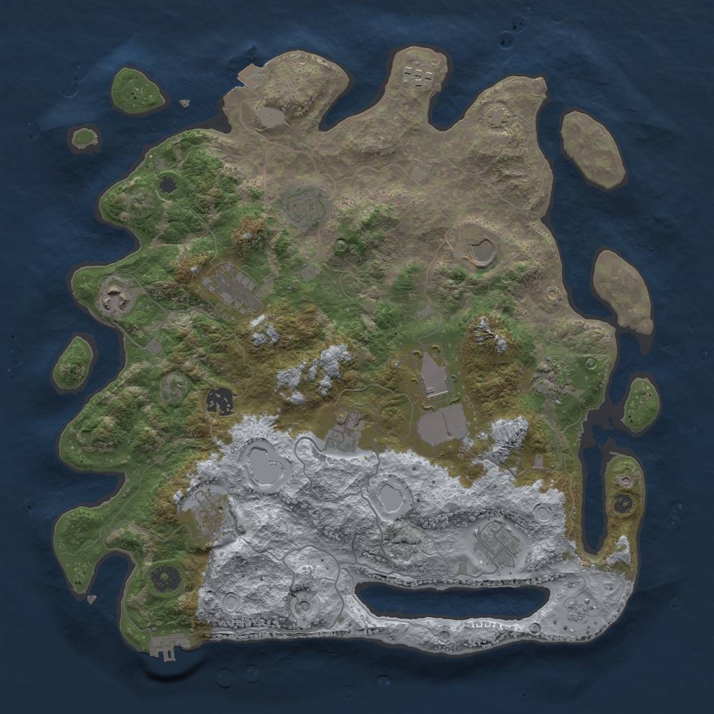 Rust Map: Procedural Map, Size: 3800, Seed: 123554676, 18 Monuments