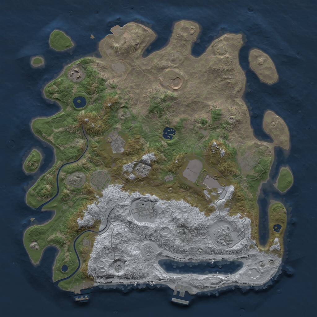 Rust Map: Procedural Map, Size: 3800, Seed: 123554676, 16 Monuments