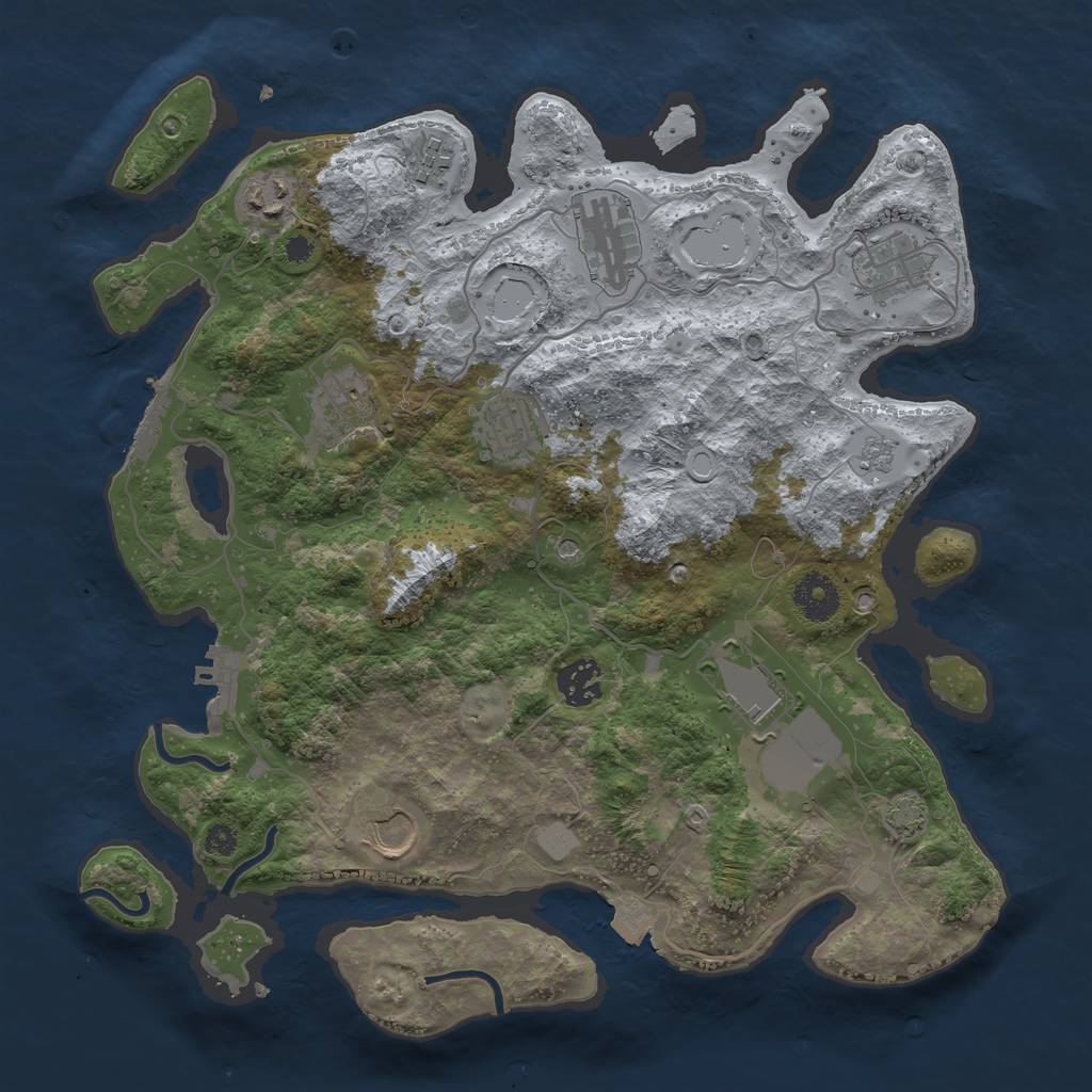 Rust Map: Procedural Map, Size: 3500, Seed: 5878612, 17 Monuments