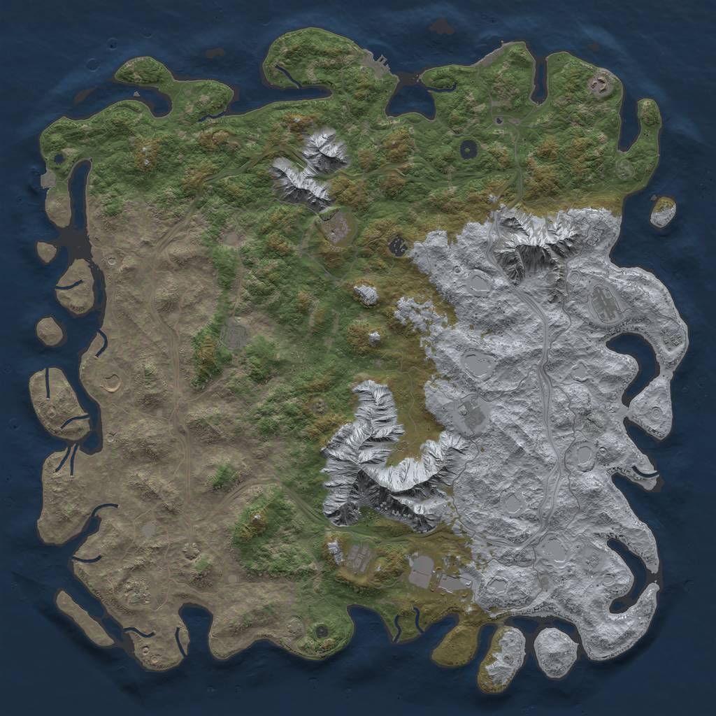 Rust Map: Procedural Map, Size: 6000, Seed: 10261990, 19 Monuments