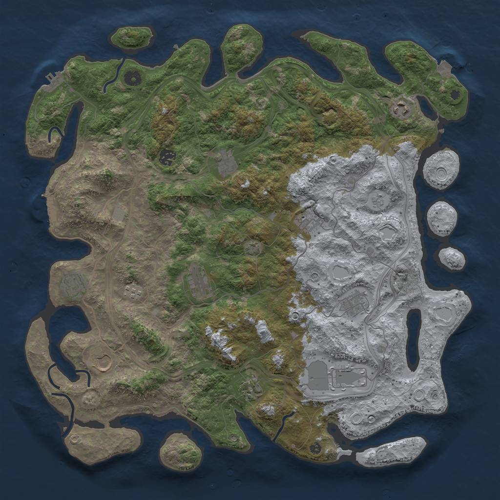 Rust Map: Procedural Map, Size: 4500, Seed: 1810315341, 19 Monuments