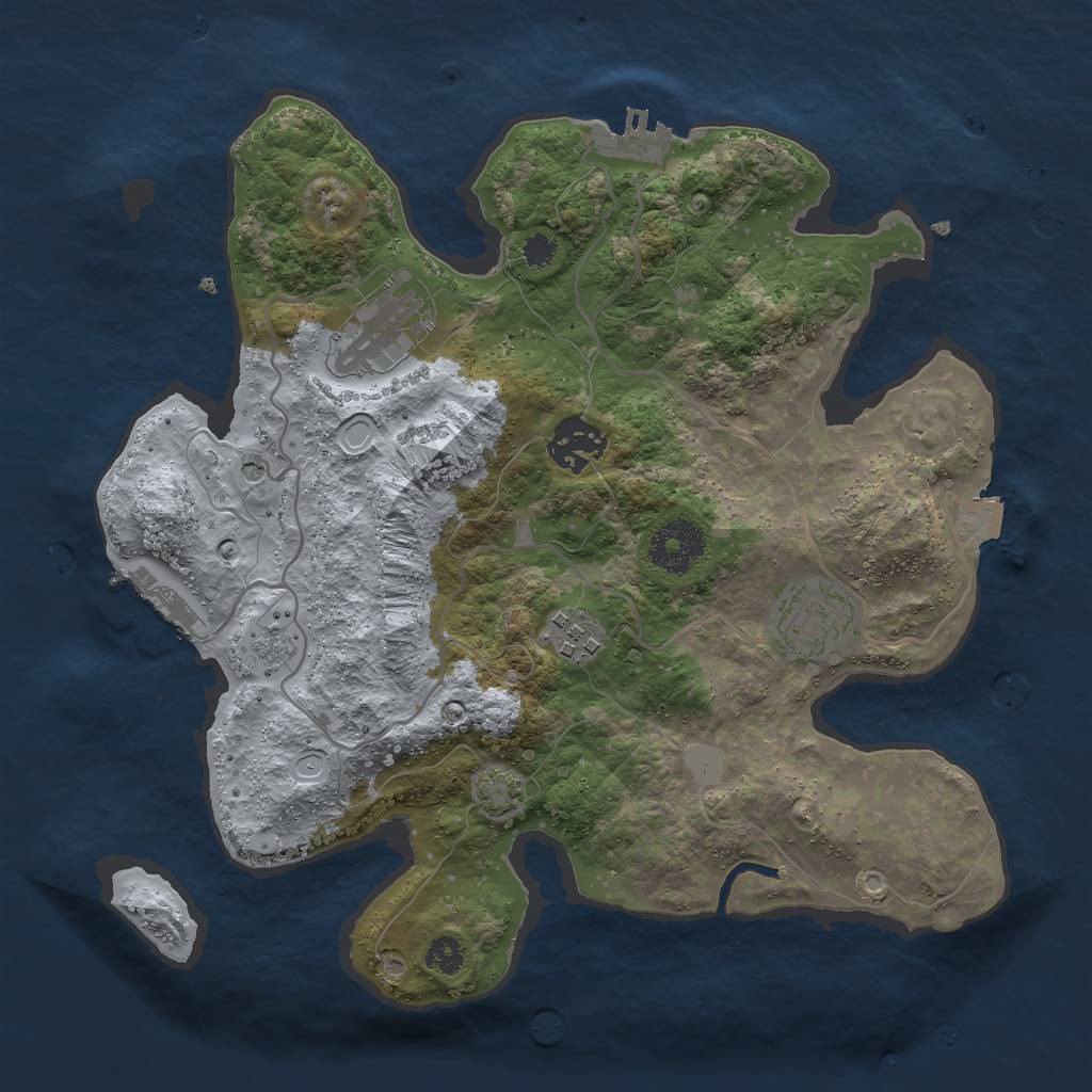 Rust Map: Procedural Map, Size: 3000, Seed: 2109254393, 12 Monuments